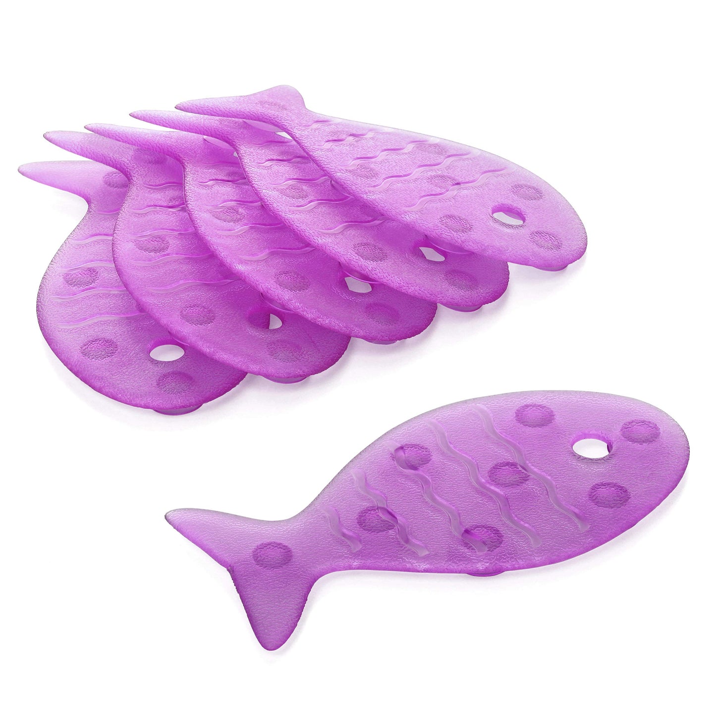 TATAY Set of 6 Non-Slip Fish Shapes, Antibacterial PVC, 7.5 x 14 cm