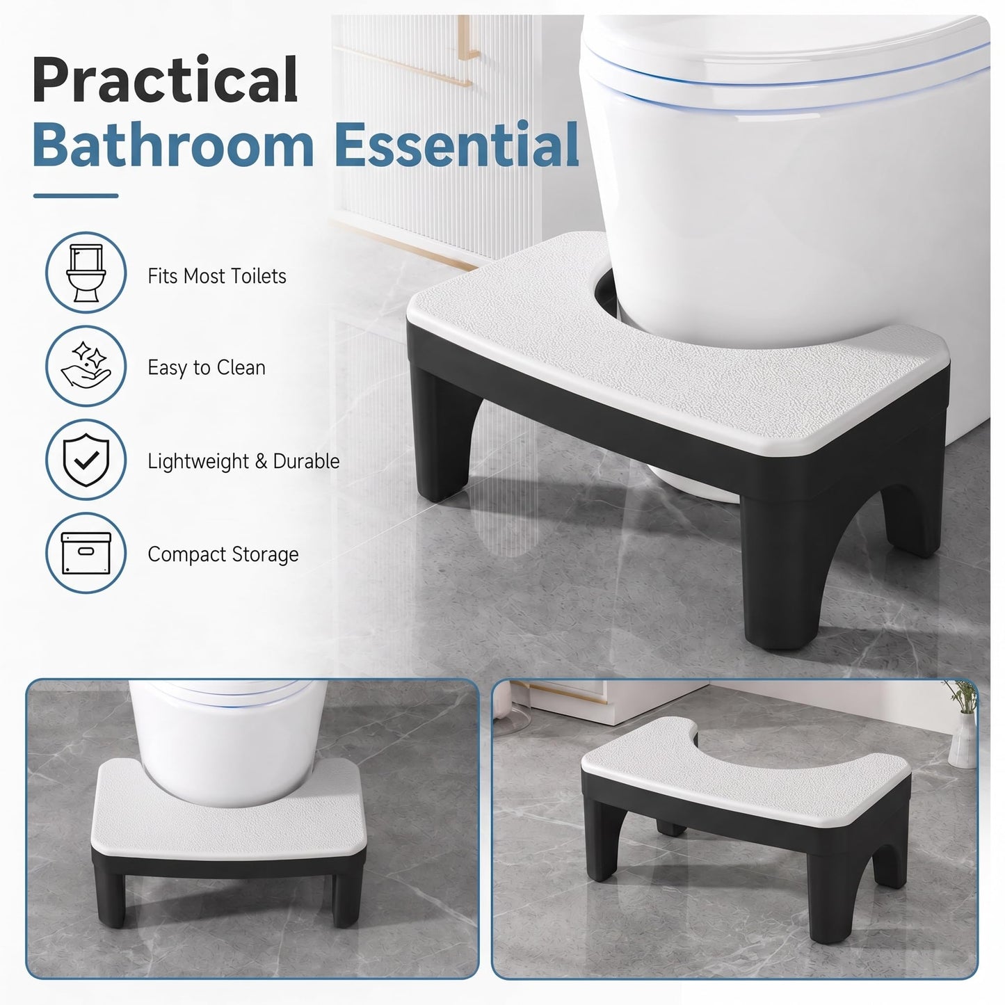 Squatting Toilet Stool for Adults, 6.7 Inch Poop Stool Squat Adult, Non-Slip Toilet Foot Potty Stools for Bathroom