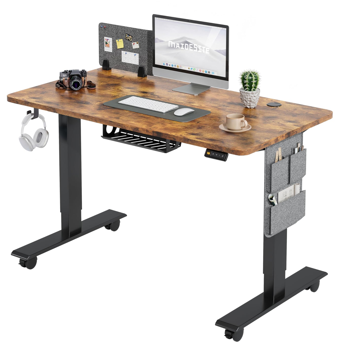 MAIDeSITe Electric Height Adjustable Standing Desk, 120x60cm Sit Stand Desk