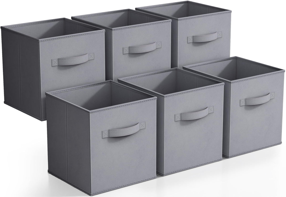 Sorbus Foldable Storage Cube Basket Bin 6 Pack Grey