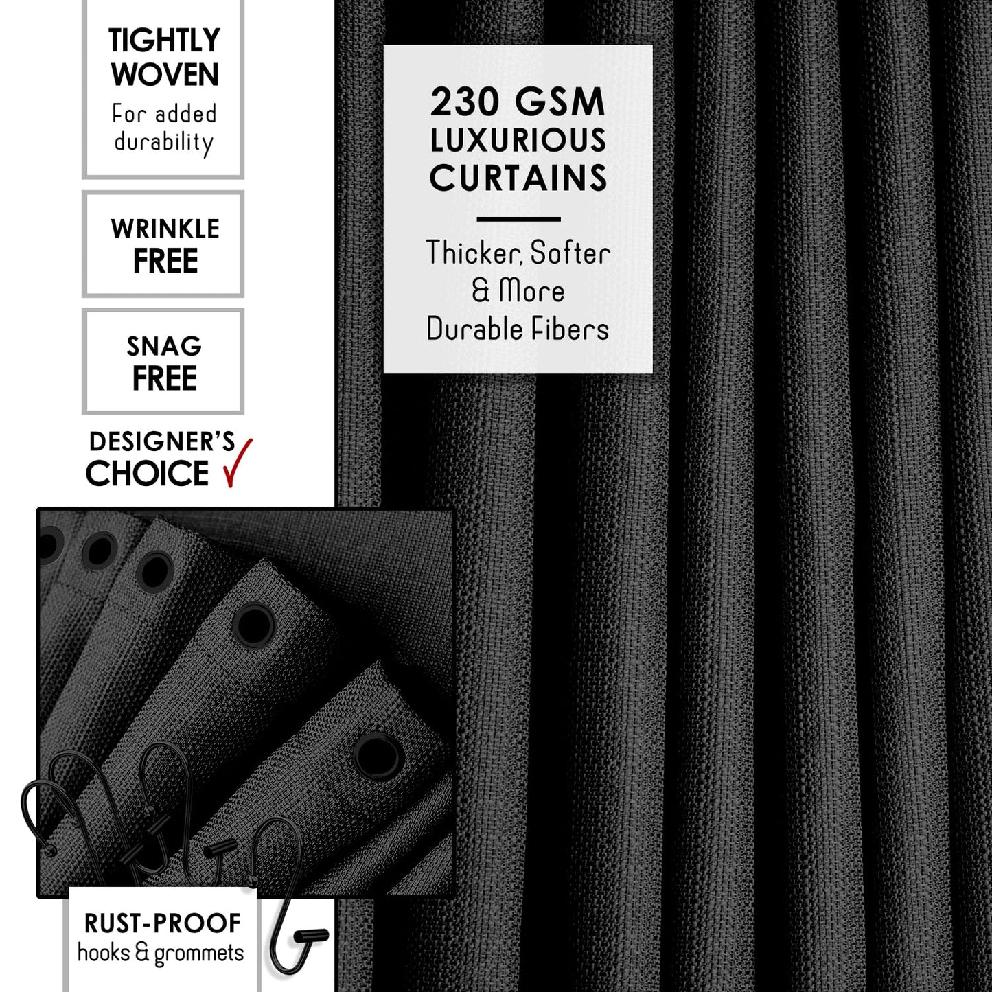 Clara Clark Bathroom Set - Black Bathroom Accessories Set, 24PC Bathroom Accessory Set, Bathroom Sets with Shower Curtain Set