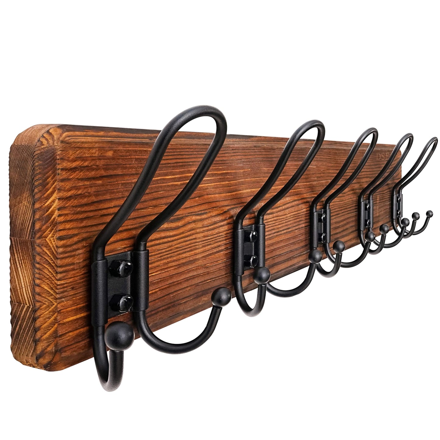 Dseap Coat Rack Wall Mounted - Heavy Duty Farmhouse Rustic Wall Coat Hanger with 5 Wire Hooks for Clothes Hat Jacket Towel, RusticWire, J1-5A