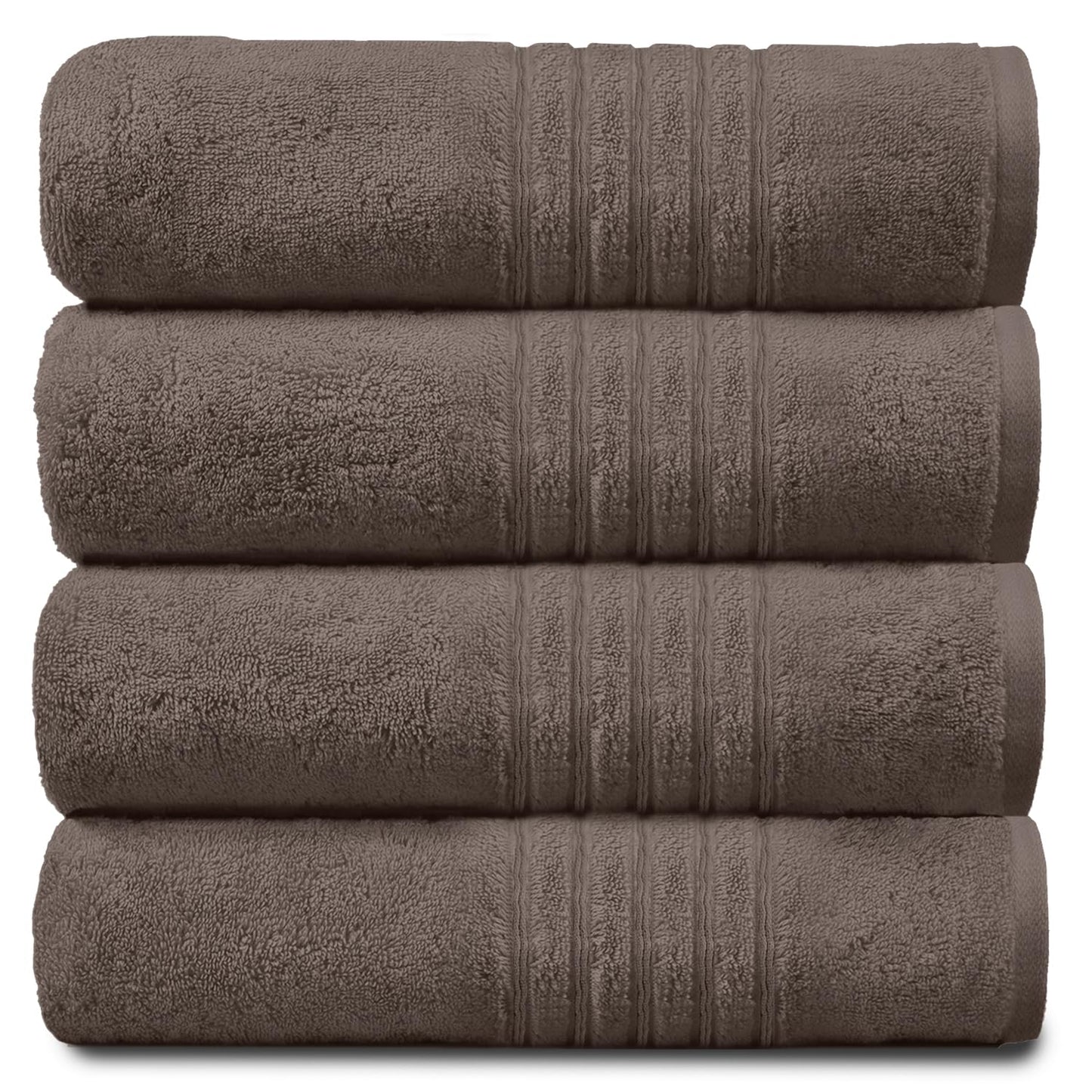 GC GAVENO CAVAILIA New Hampton Pack of 4 Bath Towel Set, 100% Ringspun Cotton, Extra Absorbent 450 GSM Luxury Bath Sheets, Walnut, 4PK