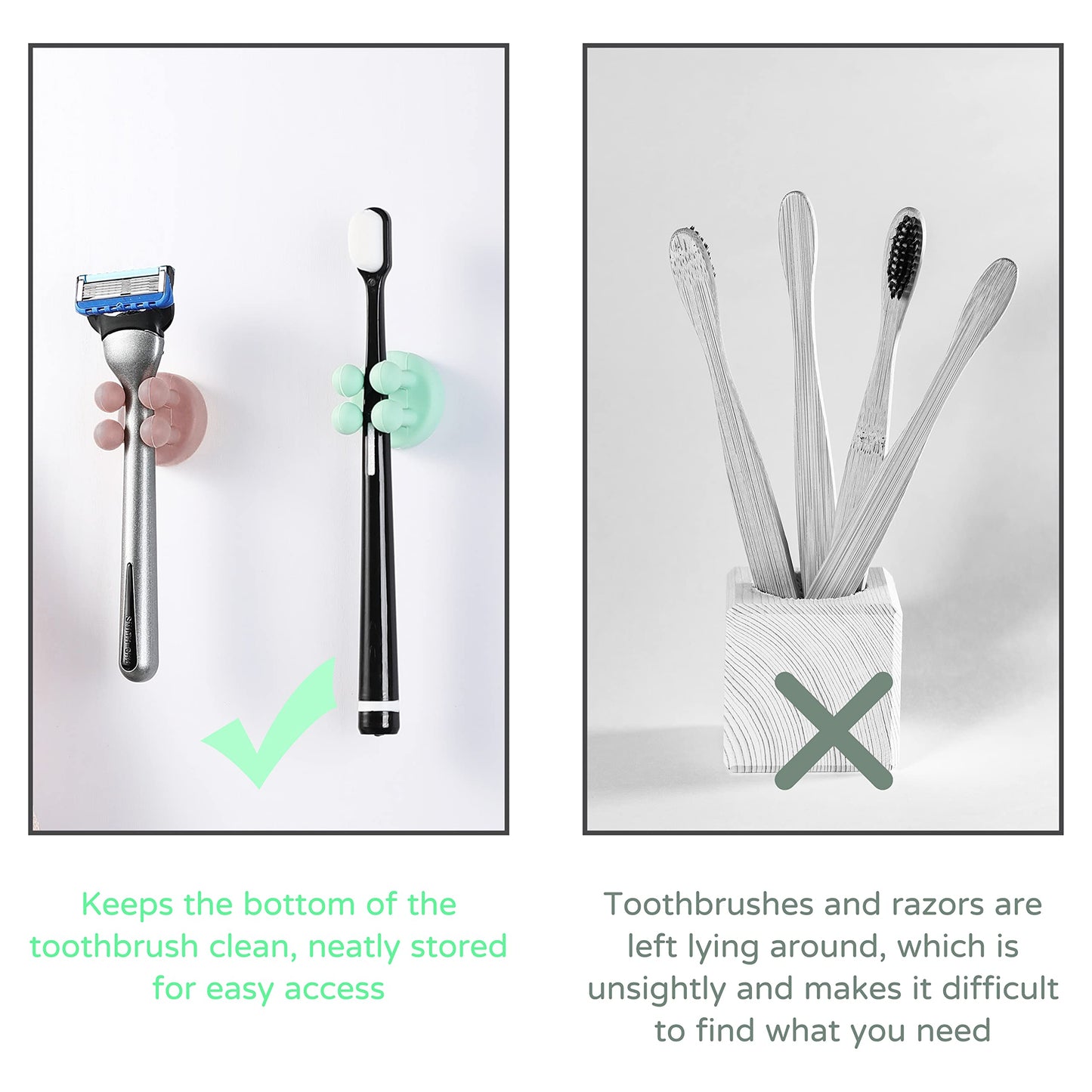 Silicone Toothbrush Holders Multi-Function Hook Razor holder Waterproof Self Adhesive Wall Mounted Single Hook for Wall or Glass for Hanging Bathroom