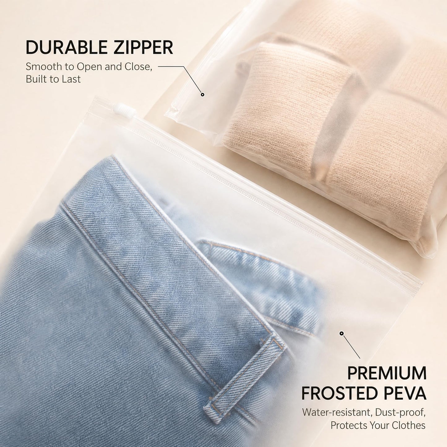 30 Reusable Ziplock Bags, Clear Plastic Storage Bags in 3 Sizes, Travel Organiser Bags for Clothes, Shoes, Cosmetics, Toiletries & Daily Essentials