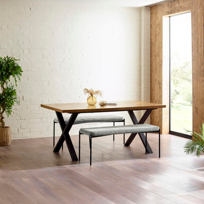 Julian Bowen Leonie Dining Bench for 2, Corduroy, Grey - H47.5 x W120cm
