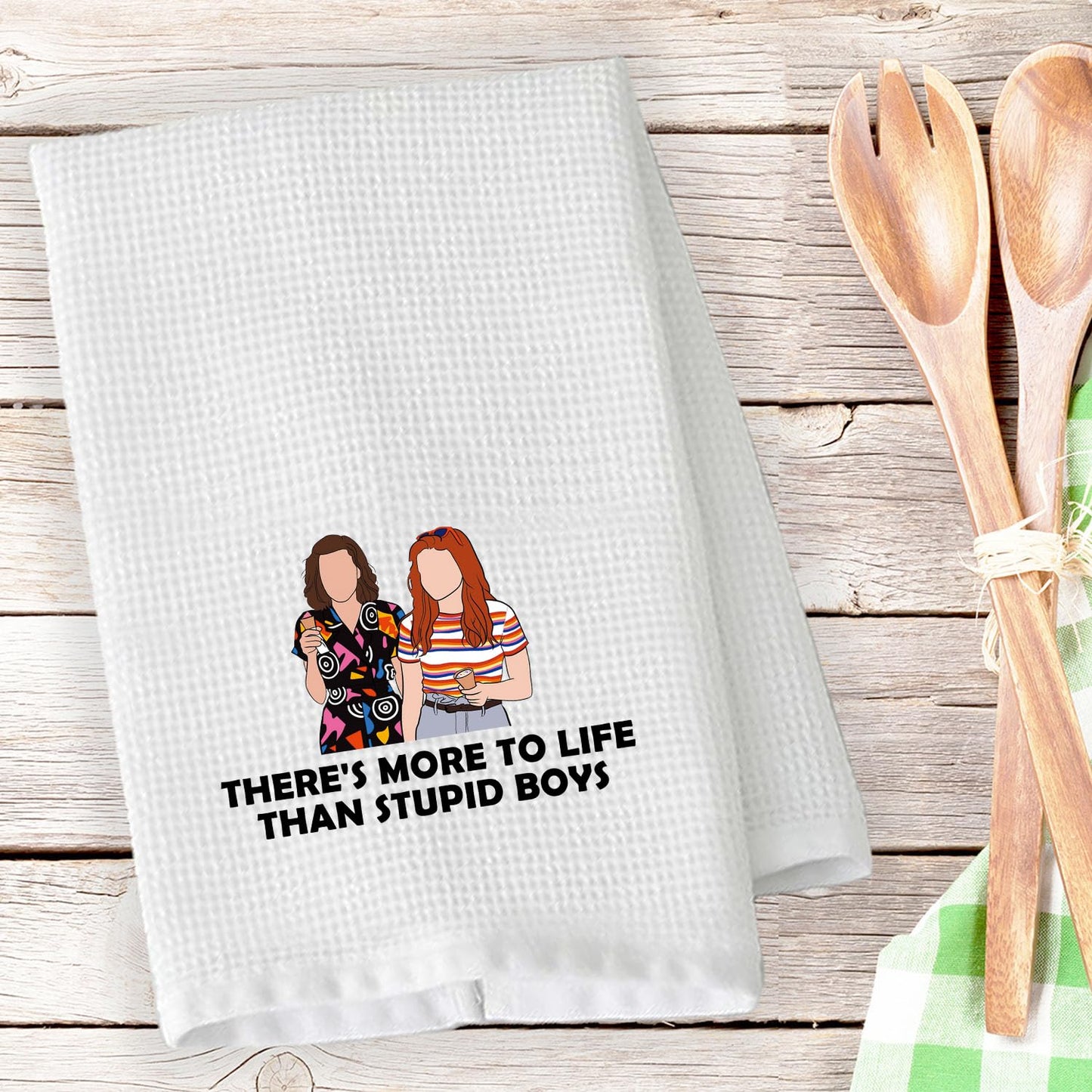 PLITI Stranger Merchandise Kitchen Towel There's More To Life Than Stupid Boys Scary Movie Fan Gift Stranger Inspired Gift (Stupid Boys TWU)