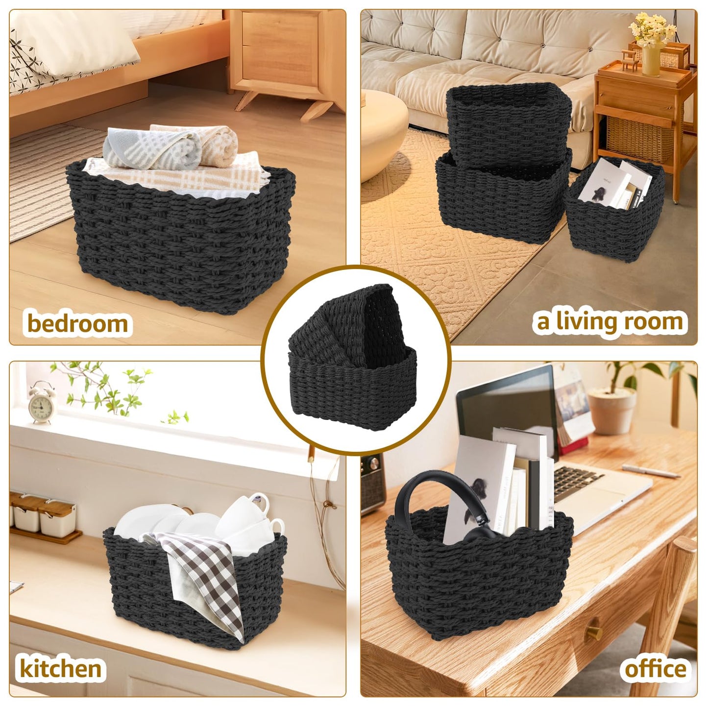 Storage Baskets 3 Pcs Woven Storage Basket Bathroom Baskets Toiletries