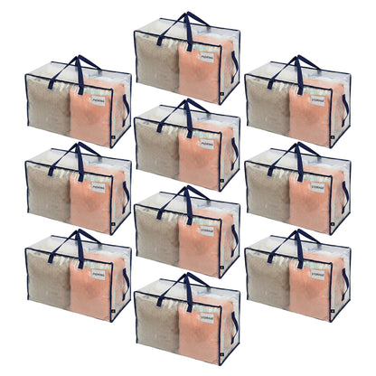 VENO 10 Pack Moving Bags and Large Christmas Decoration Storage Bins with lids. Alternative to Moving Boxes