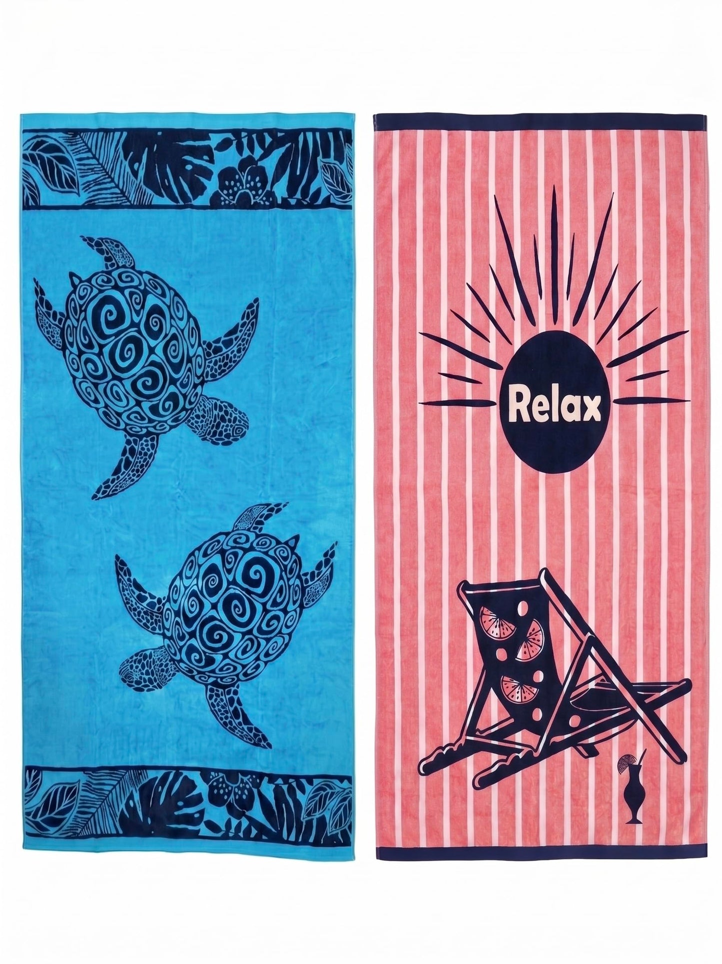 Large Egyptian Beach Towels For Adults 100% Cotton - Pack of 2