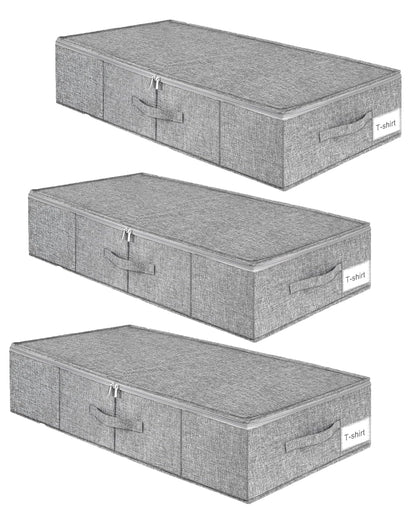 Under Bed Storage, 3 Pack Large Underbed Storage Boxes with Lids, Foldable Sturdy Under Bed Clothes Storage Drawer Organiser W/ 3 Handles, Ultra Thick