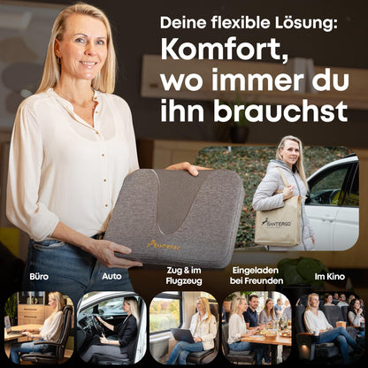 SANTERGO Ergonomic Seat Cushion Made of Moulded Foam Patented & Dimensionally Stable Chair Cushion Wedge Cushion Chair Office Chair Wheelchair Car