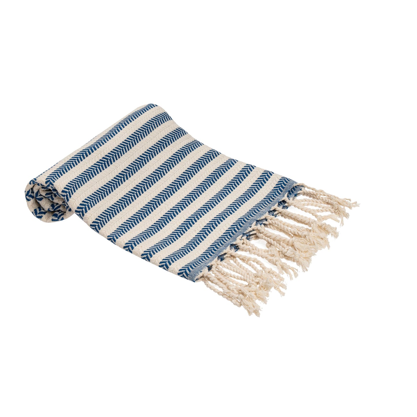 Blue Beach Turkish Towel Striped - 90 x180cm Large Turkish Hammam Peshtemal Towel - Super Absorbent, Quick Dry, Lightweight