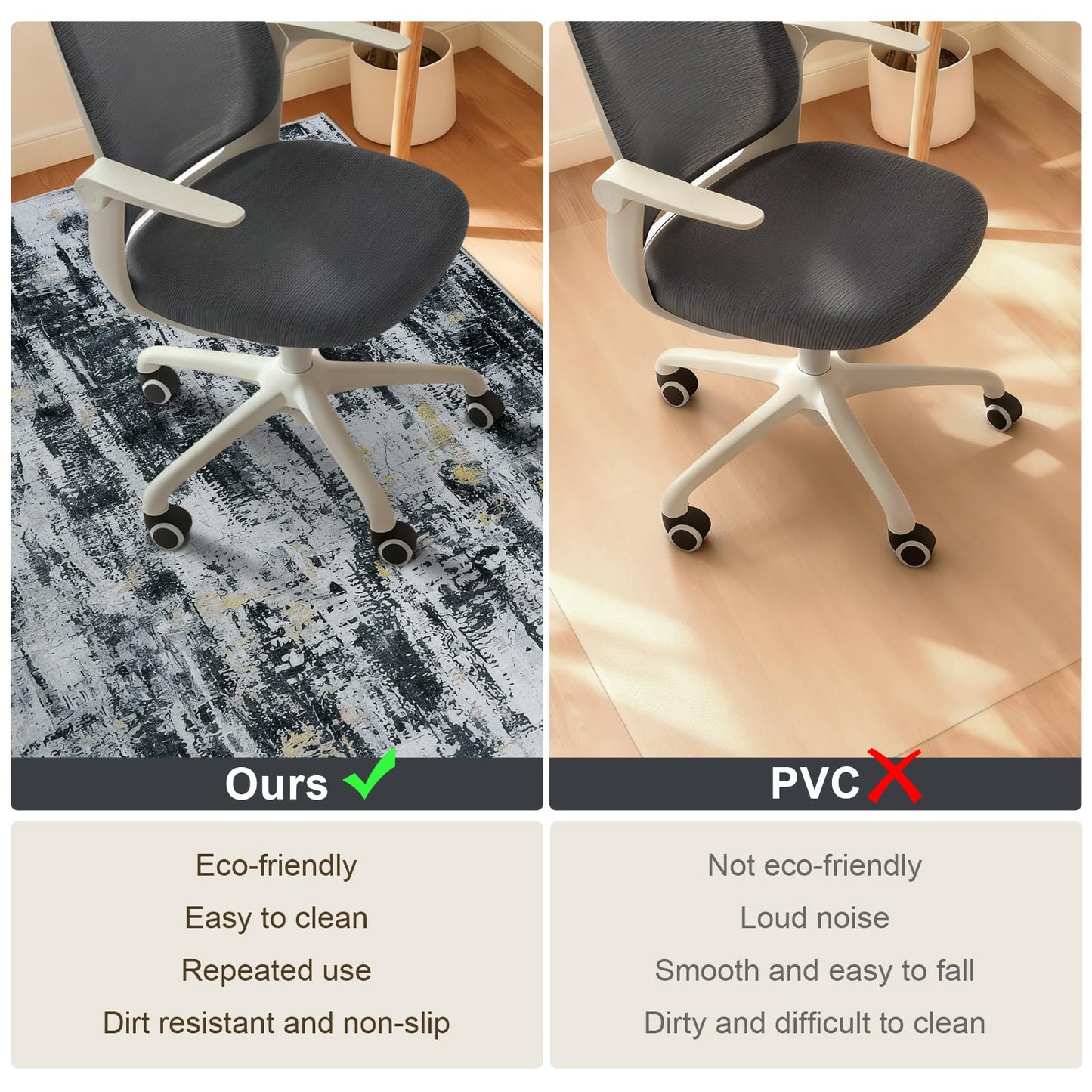 Homcomodar Office Chair Mats for Hardwood Floor 90x120cm Computer Chair Mat for Home and Office Floor Mat for Office Chair Non Slip Rubber Mats