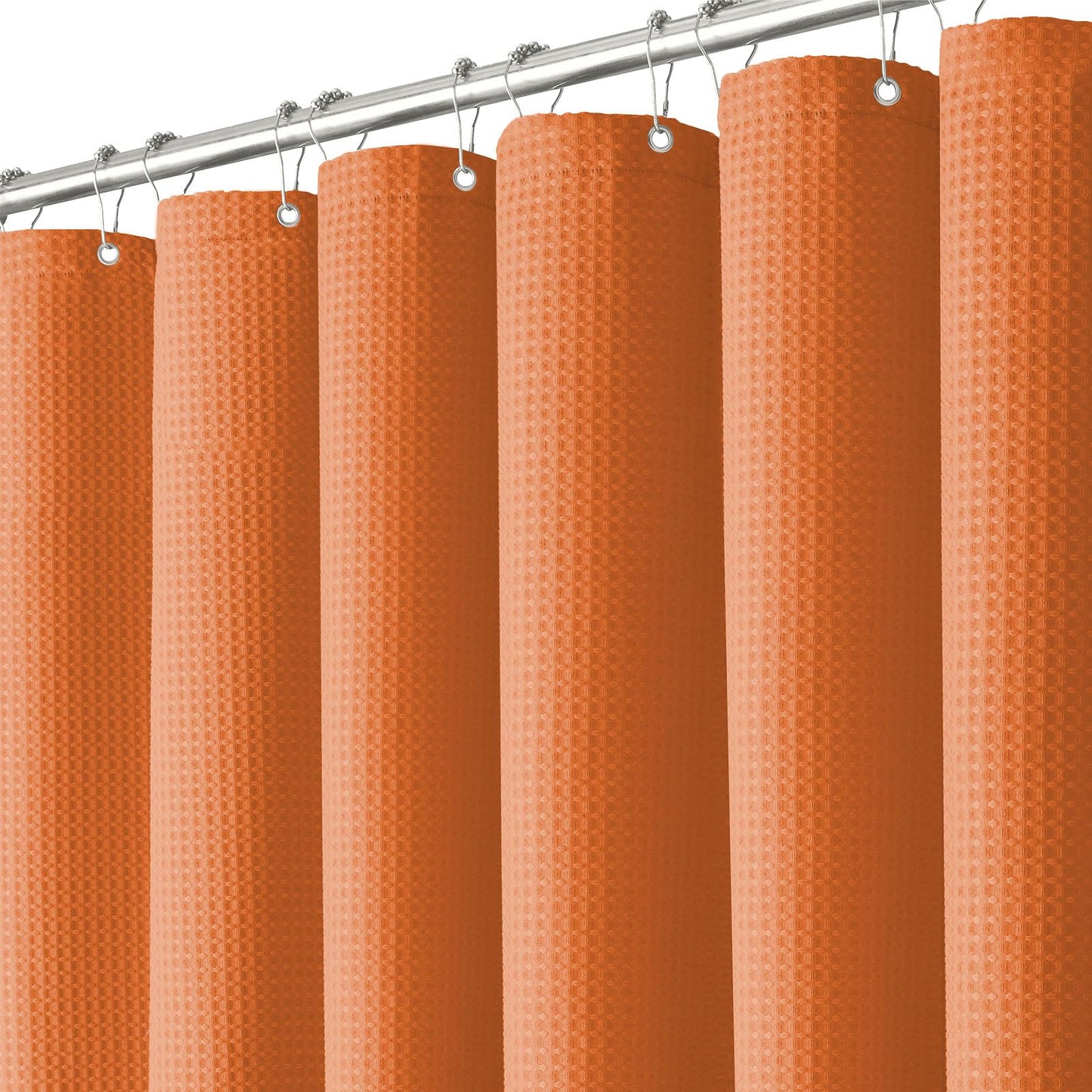 BTTN Burnt Orange Waffle Shower Curtain, Weighted Mould Proof Resistant Fabric Wet room Shower Curtains, Fabric Waterproof Washable Thick Cloth Shower