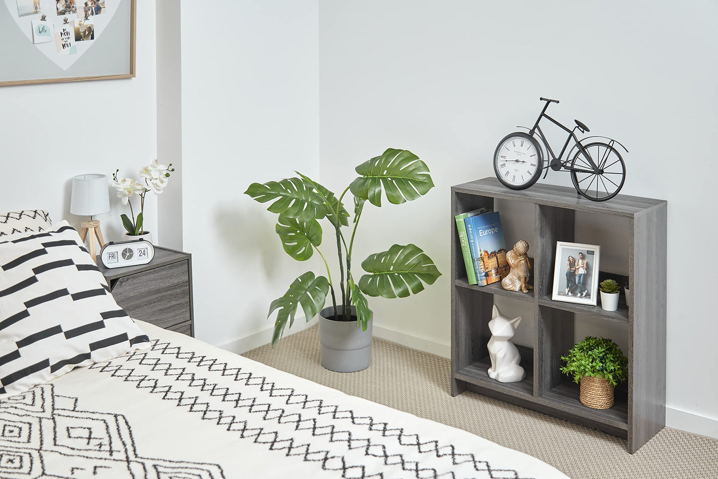 Iris Ohyama,Wooden Open Shelf, 4 Cube storage unit, Organiser, Modern design, Living room, Bedroom, Study room,WOS-4 - Grey Oak