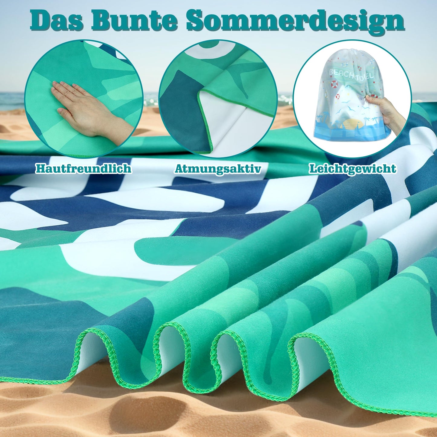 LEcylankEr Beach Towels for Adults XL 180 x 90 CM Large Microfibre Beach Towel Quick Dry Sandproof Beach Towels for Adults Extra Large for
