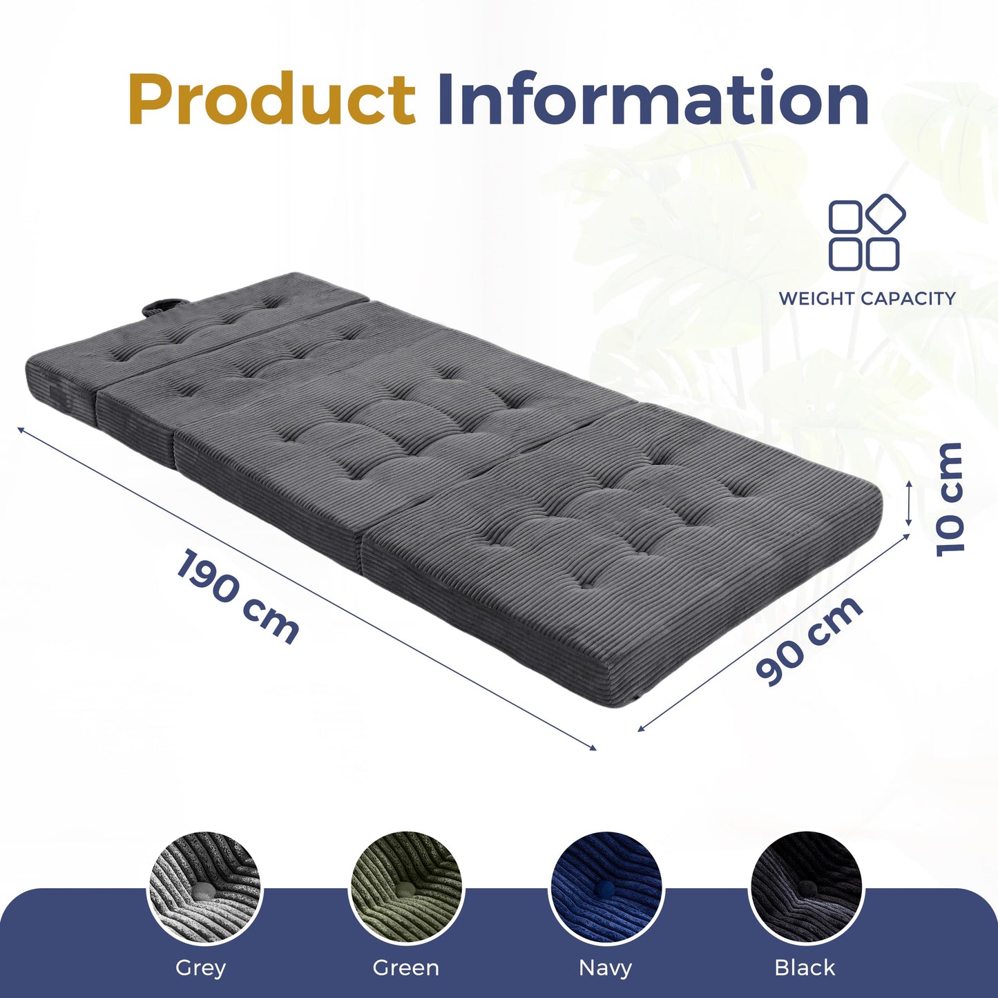 MAXYOYO Folding Mattress Single, Comfy Foldable Sofa Couch Bed, Guest Mattress with Handles Floor Futon Sofa Bed for Guest
