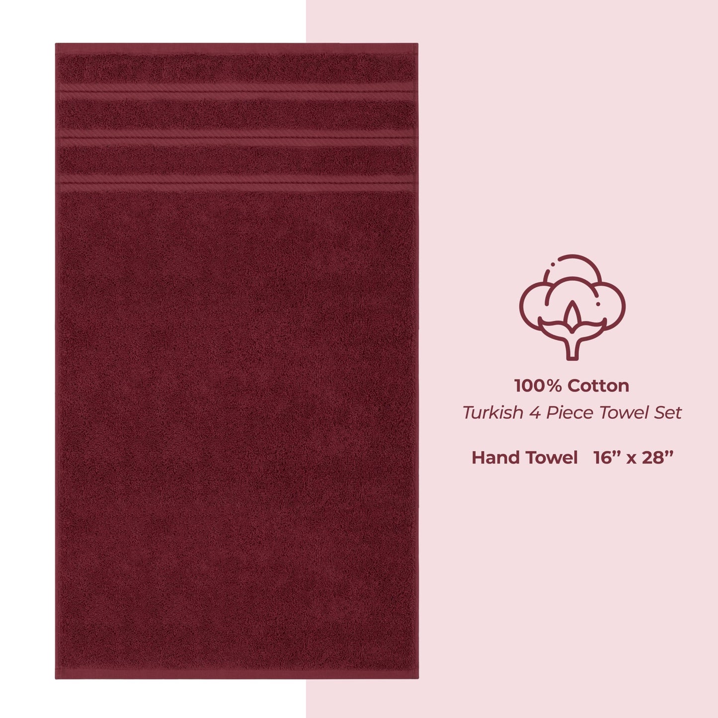 American Soft Linen Luxury Hand Towels for Bathroom, 100% Cotton Turkish 4 Piece Hand Towel Set, 600 GSM Hand Face Towels for Kitchen