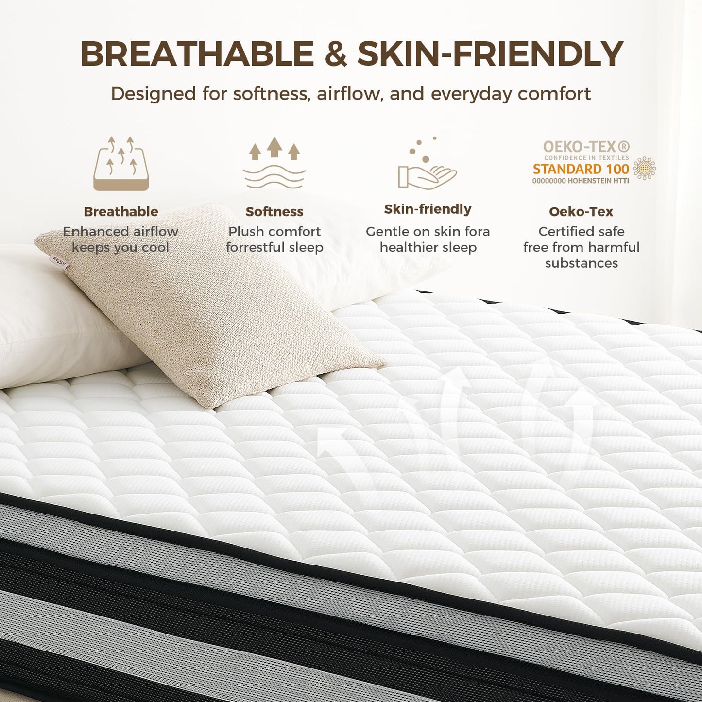 Resspry Small Double Mattress,10.6 Inch Hybrid Mattress