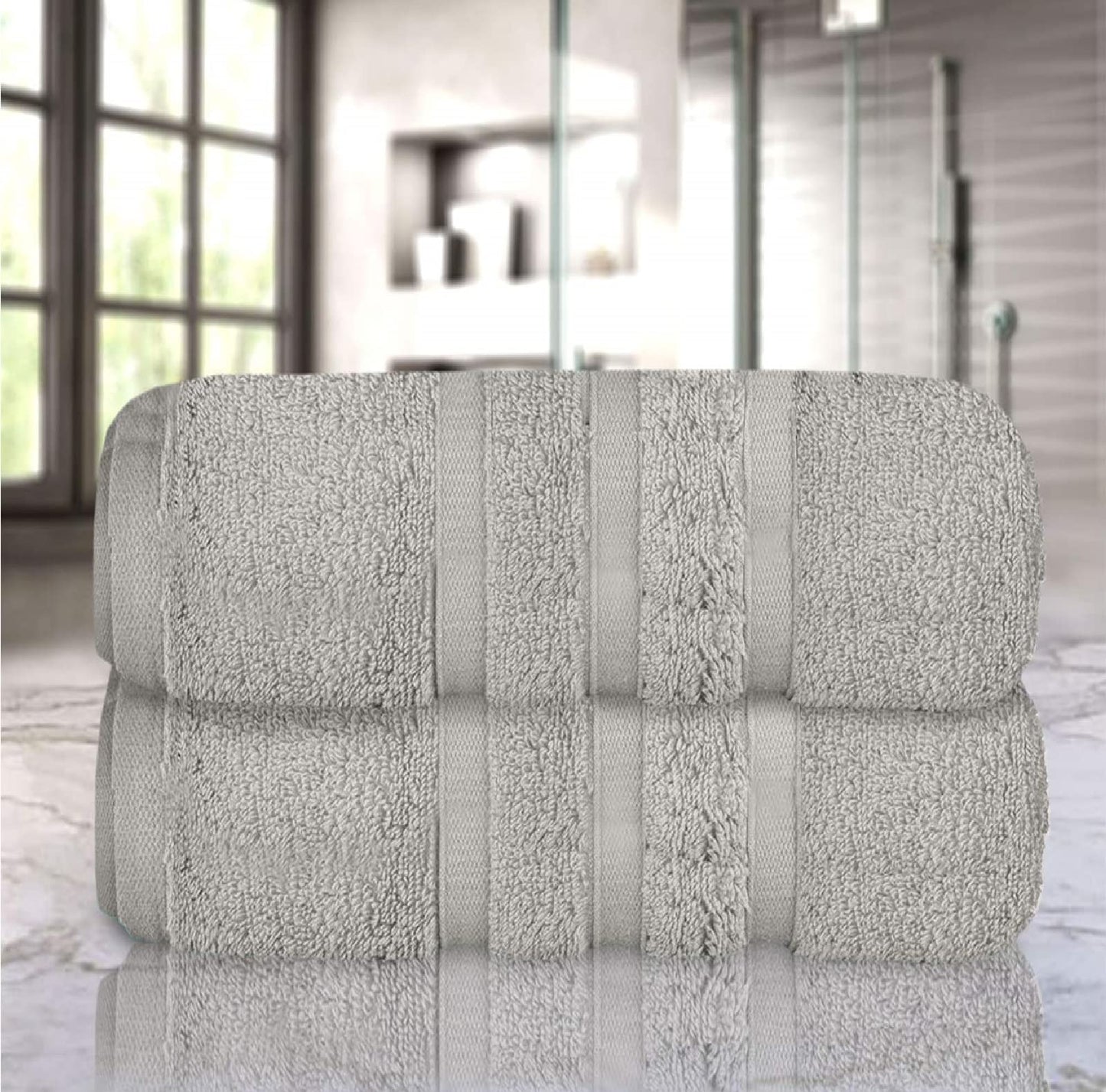 Uk Furniture 2 Pack Extra Large|95x200cm| Super Jumbo Bath Sheet Towels100% Egyptian Cotton 700GSM Super Soft Towel Set. (Silver)