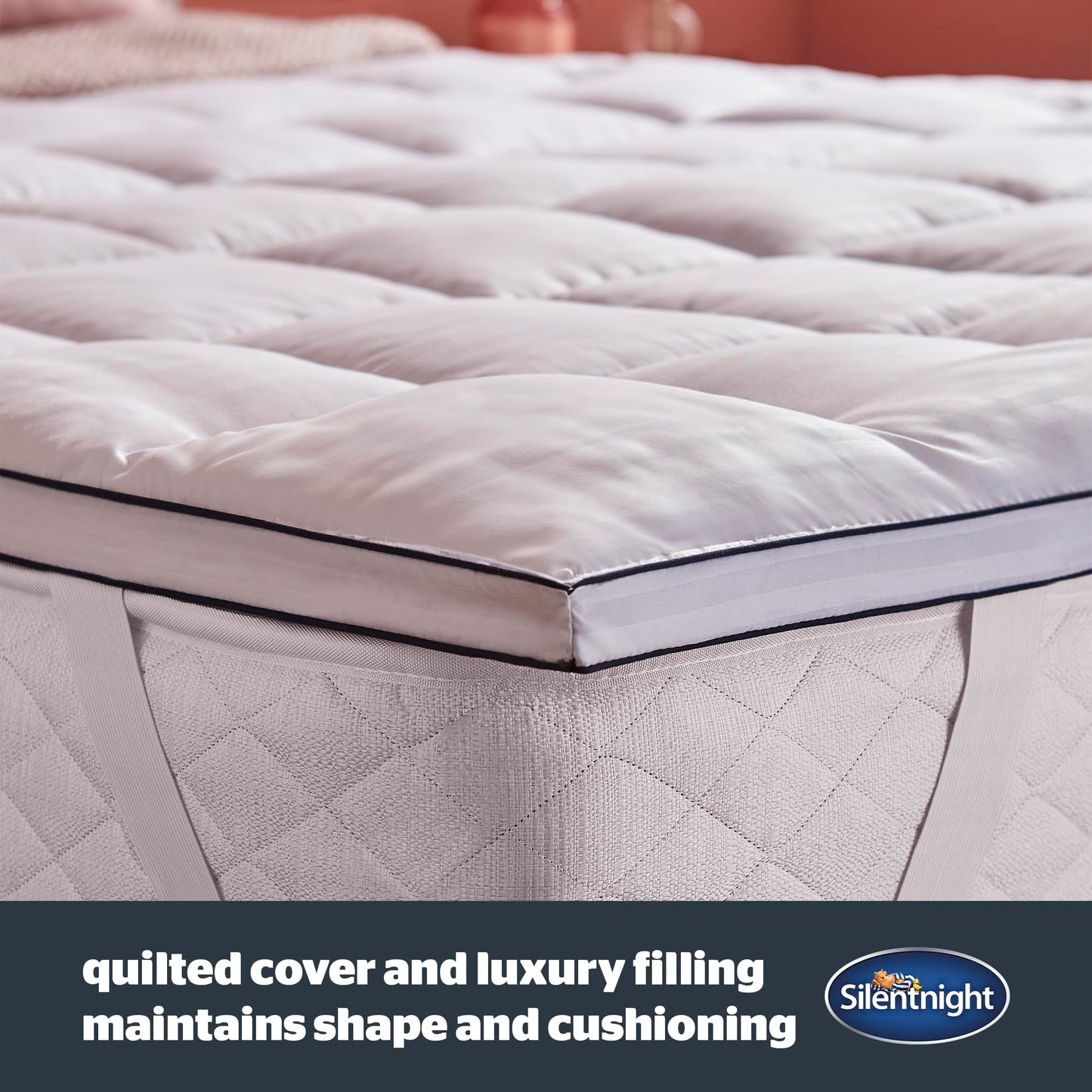 Silentnight Hotel Collection Mattress Topper Super King - Luxury Soft Silky Comfortable 5cm Thick Deep Mattress Protector Pad Cover with Deep Fit