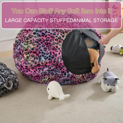 Fluffy Faux Rabbit Fur Bean Bag Chair CoverNo Filler,Cozy Shaggy Bubble Stuffed Animal Storage Large Bean Bag Cover for Bedroom Living Room,Fuzzy