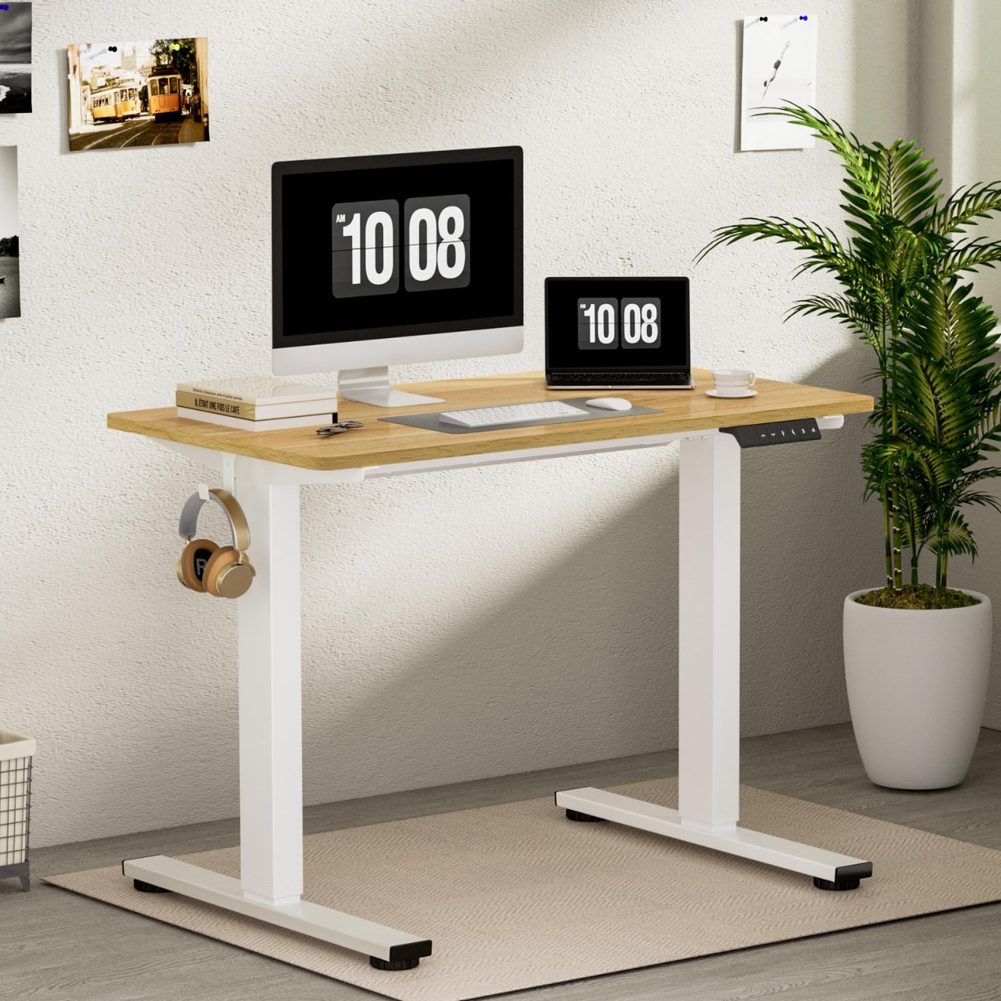 FLEXISPOT ONE PIECE Electric Standing Desk Height Adjustable Desk Desktop Sit Stand Desk Stand Up Desk with Memory Smart Pannel