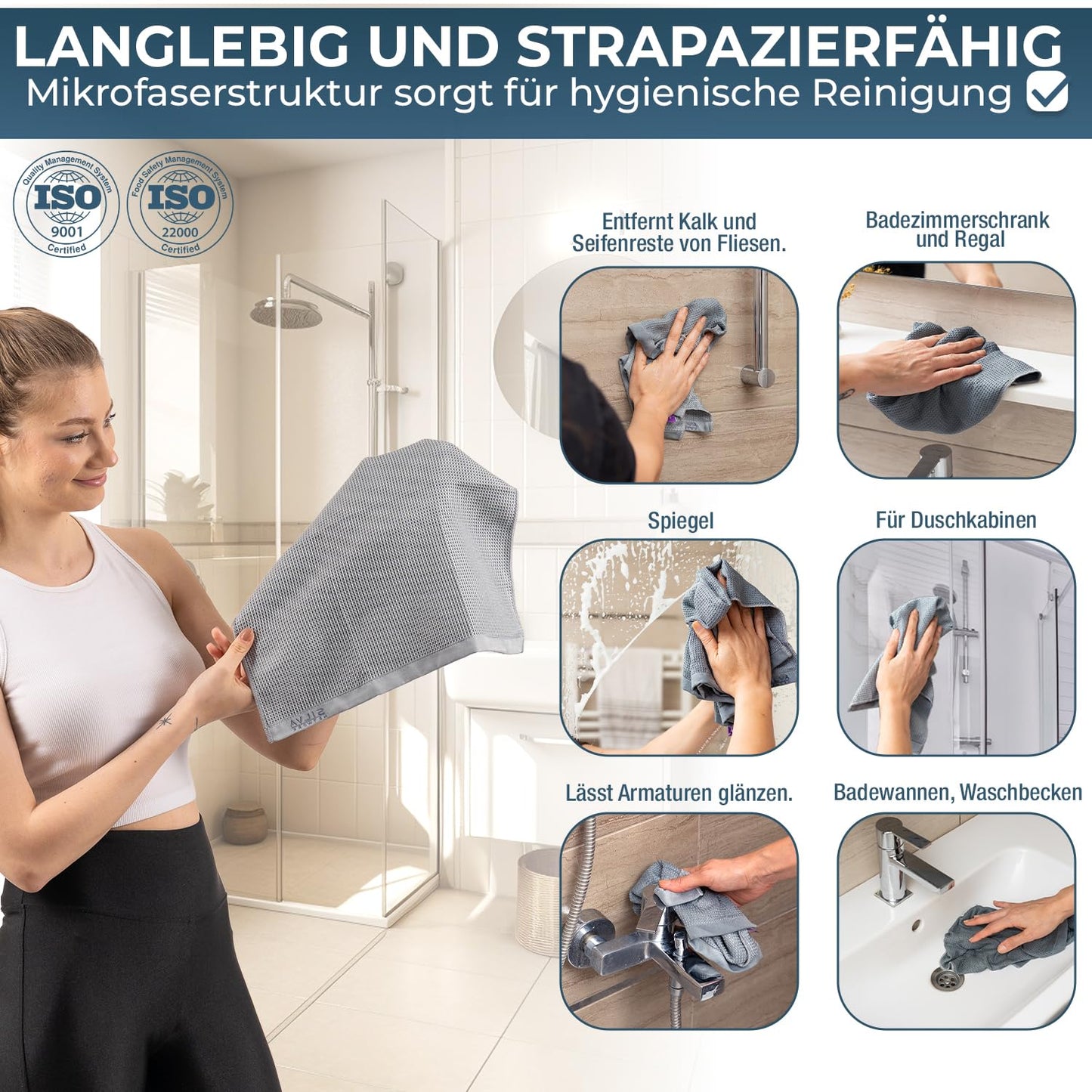 Silva Premium Quality Microfibre Cloths | Streak-Free Bath Cleaning Cloths | Cleaning Cloths for Baths, Sinks, Bathtubs