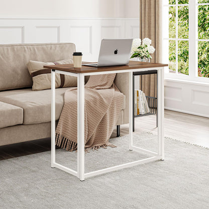 Dripex Compact Folding Desk No Assembly Required Computer Desk Folding Hobby Craft Table, Brown
