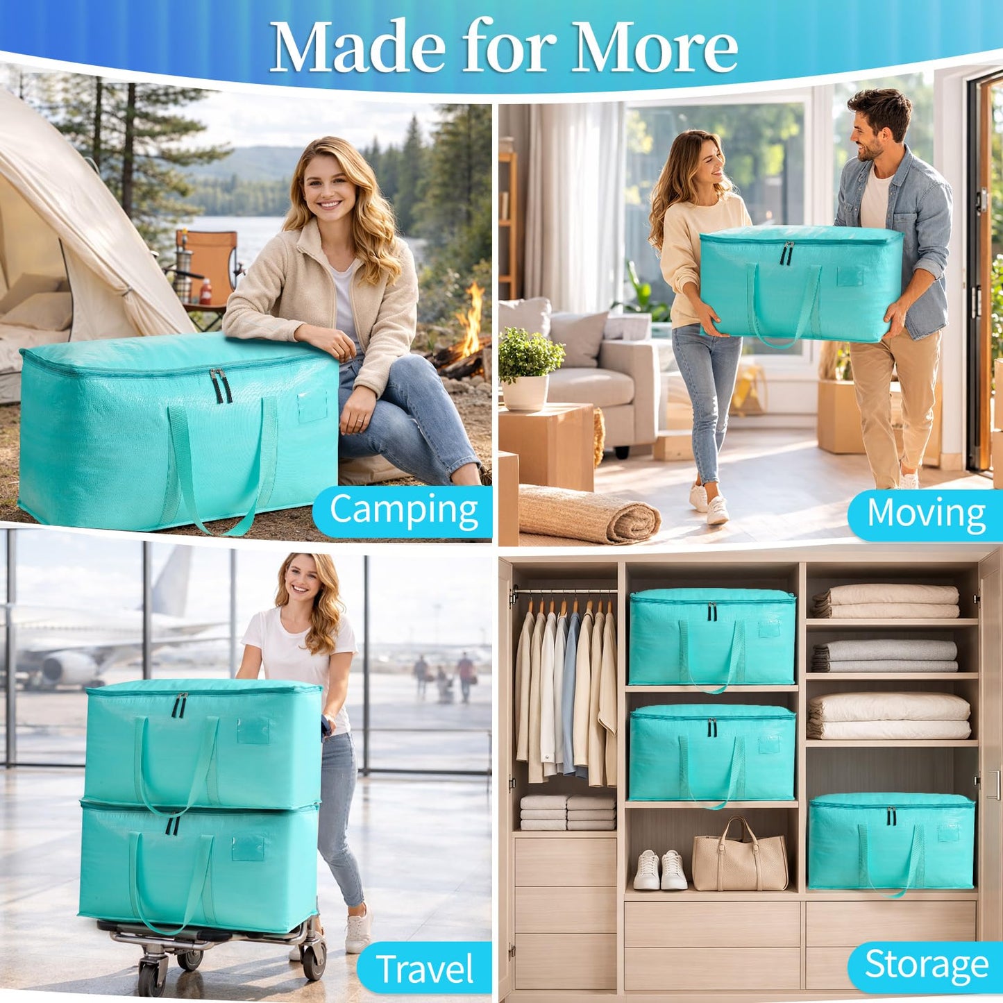 Averrex 6 Pack 96L Heavy Duty Moving Bags, Waterproof Large Storage bags