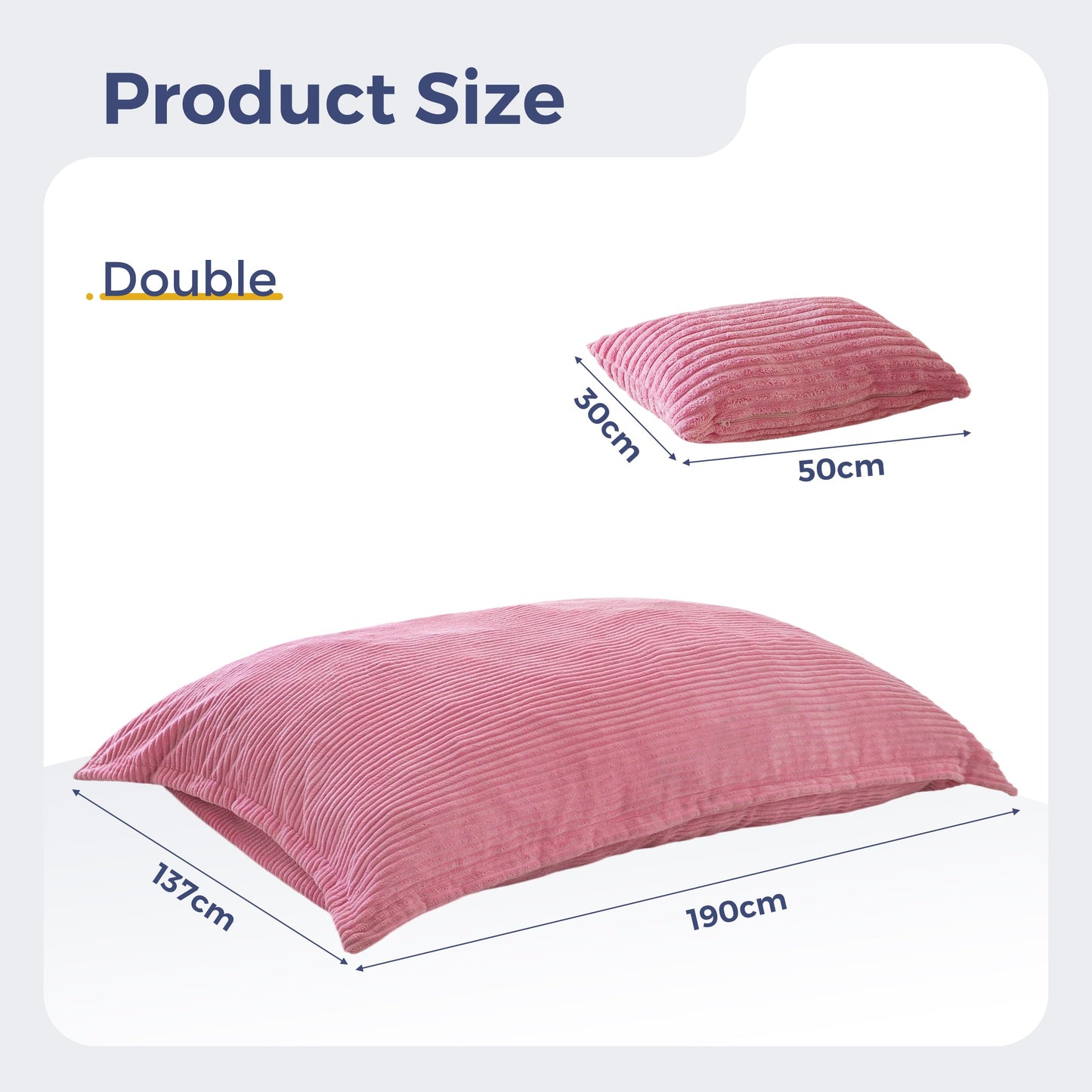 MAXYOYO Giant Bean Bag with Pillow, Soft Corduroy Removable Cover, Large Floor Cushion with Fluffy Foam Filling, BeanBag Chair for Adults & Kids