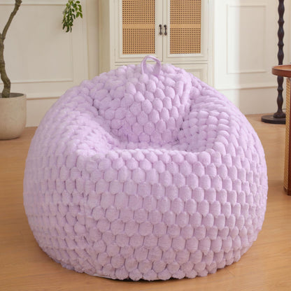 XeGe Bubble Kids Fluffy Faux Rabbit Fur Bean Bag CoverNo Filler, Lavender