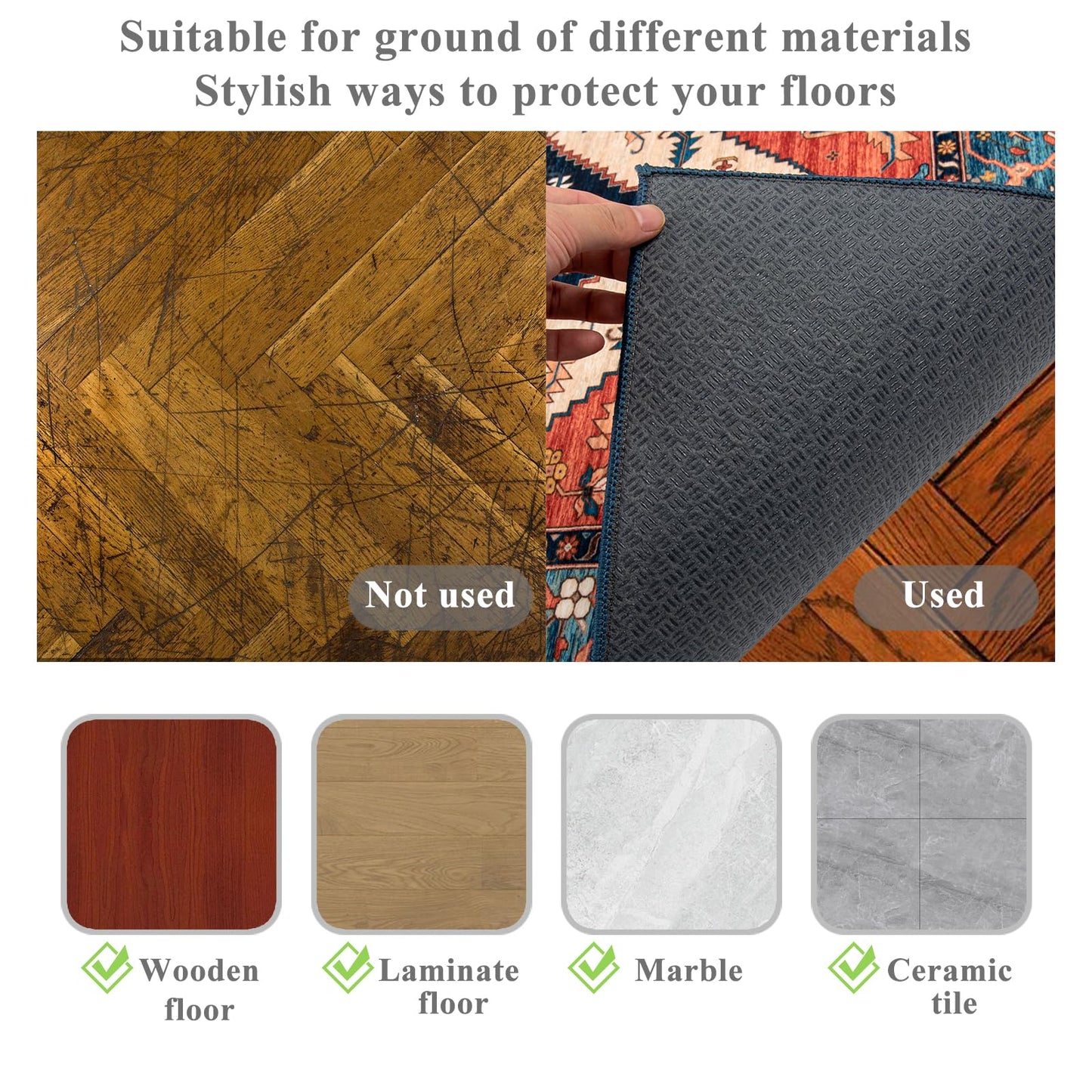 Honorstar Office Chair Mat 120×150cm for Hardwood & Tile Floor - Rectangular Anti-Slip Gaming Protector for Low Pile Carpet (Multi-02)