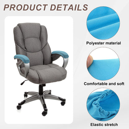sourcing map Chair Armrest Slipcovers Covers, 32 x 8cm Polyester Removable Seat Hand Rest Protector for Office Chairs Desk ChairLake Blue