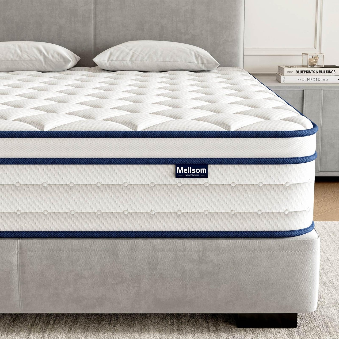Mellsom Double Mattress, Memory Foam 7-Zone Pocket Spring hybrid Mattress