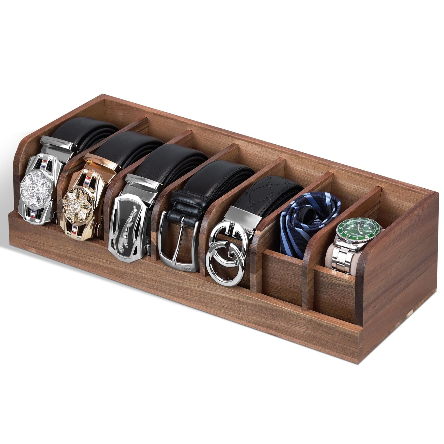 Belt Organizer, 7 Compartment Belt Holder Belt Hanger Closet and Belt Organizer for Drawer,Belt Rack, Belt Storage Organizer