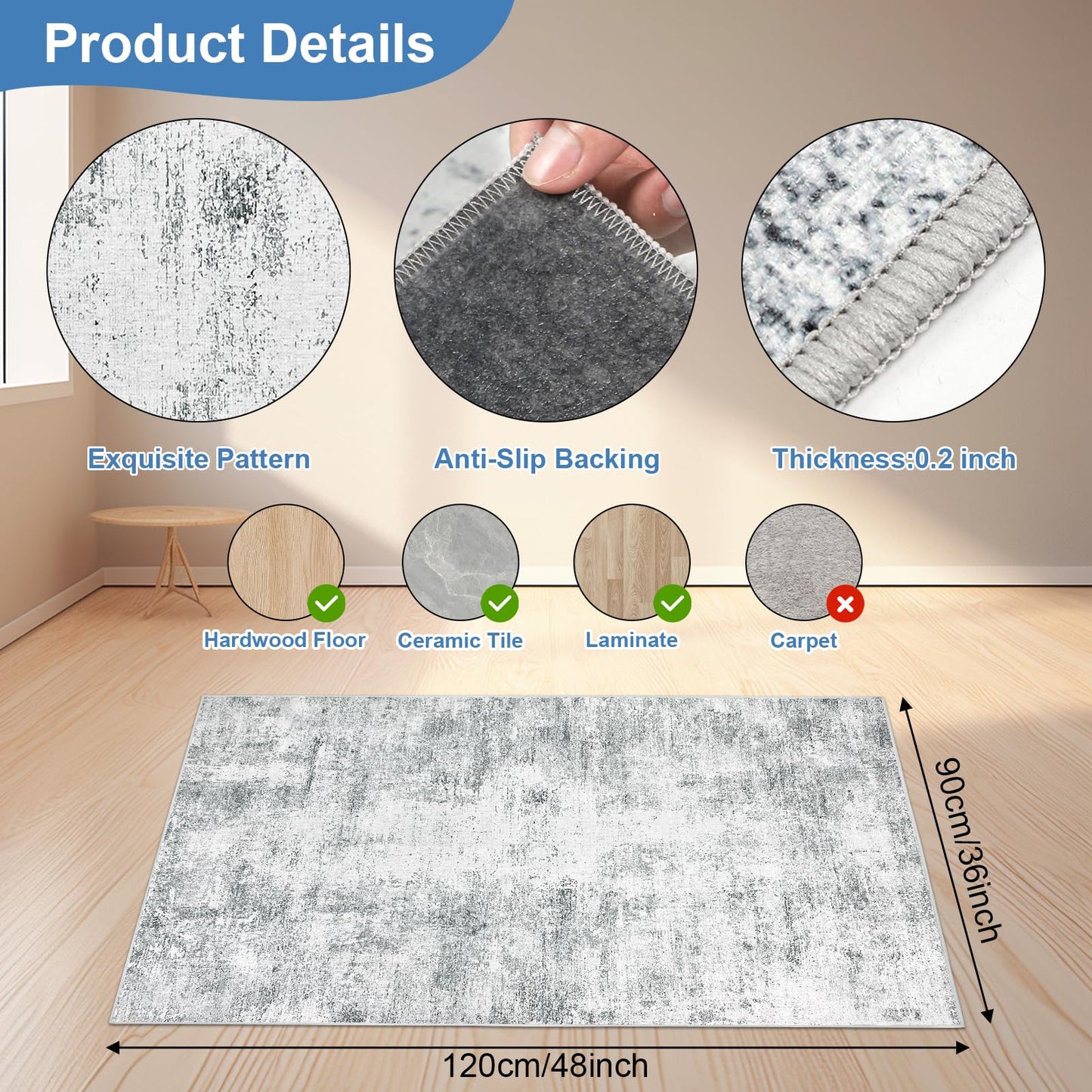 Capslpad Office Chair Mats for Hardwood Floor 90x120cm Non-Slip Modern Abstract Home Multi Purpose Chair Mat Low Pile Floor Protectors Computer Chair