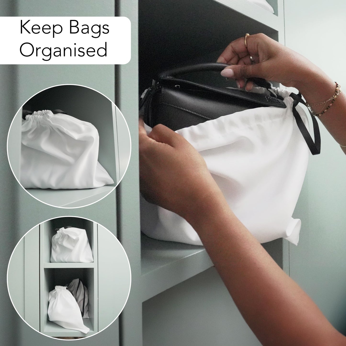 Dust Bags for Handbags (3 Bags) - Small/Medium Size - Premium Drawstring Bag Storage for Handbags, Dust Cover by unel