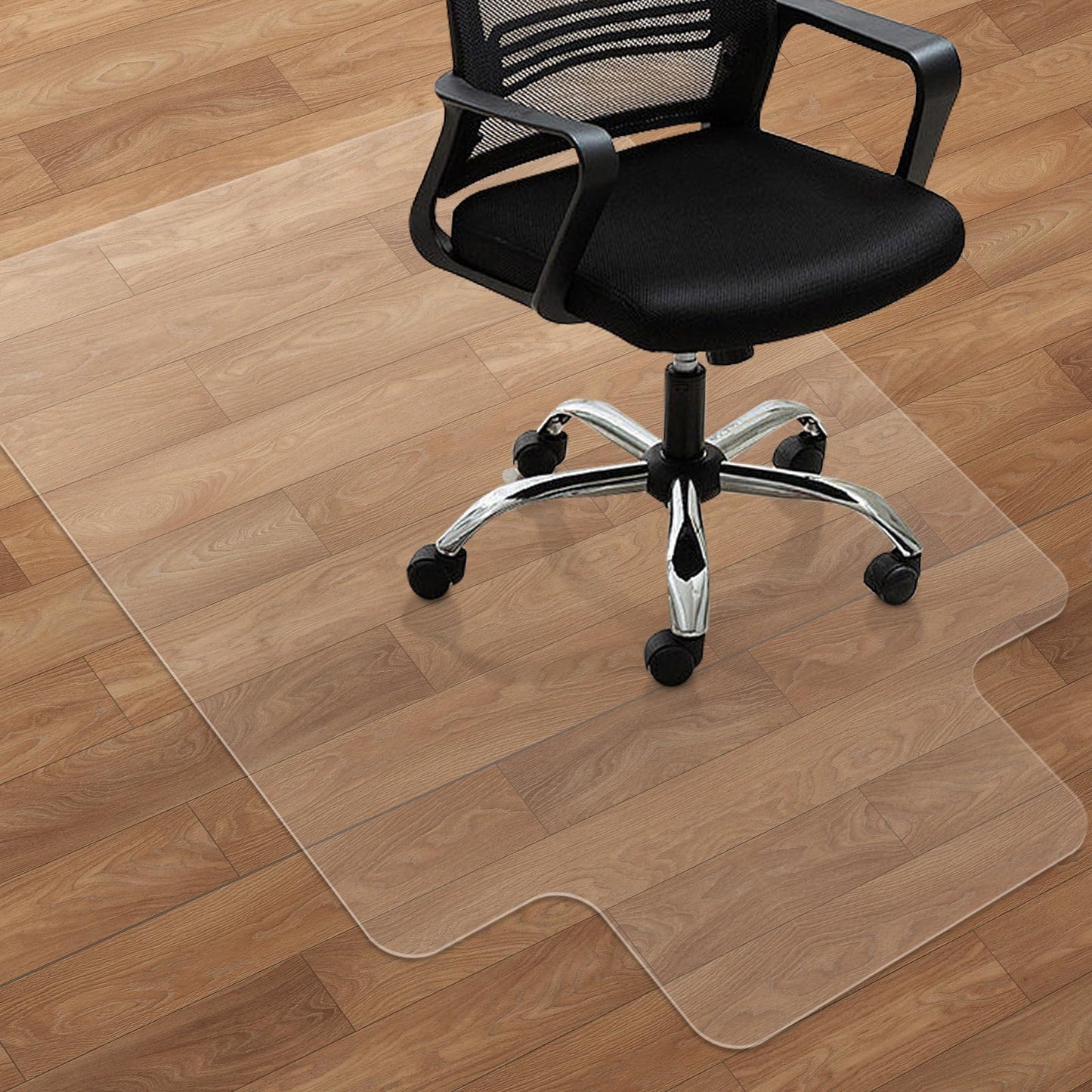 SHAREWIN Office Chair Mat for Hard Wood Floors, 120x90 cm with Lip Heavy Duty Anti-Slip Hardwood Floor Protector Rug, Easy Clean