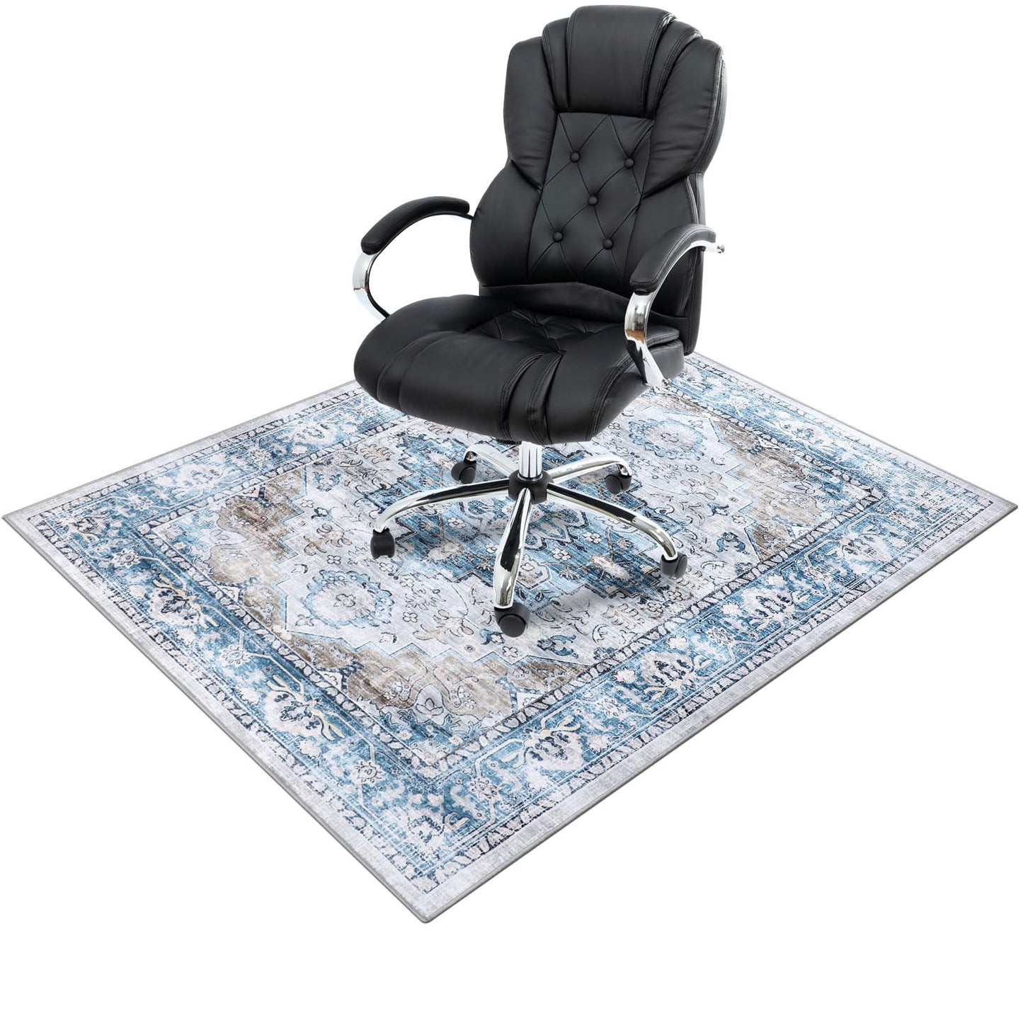 Homcomodar Office Chair Mat for Hardwood Floor Blue 90x120cm, Chair Floor Protection Mat Computer Desk Chair Mat for Hard Floor Non Slip Rubber Mats