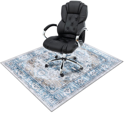 Homcomodar Office Chair Mat for Hardwood Floor Blue 90x120cm, Chair Floor Protection Mat Computer Desk Chair Mat for Hard Floor Non Slip Rubber Mats