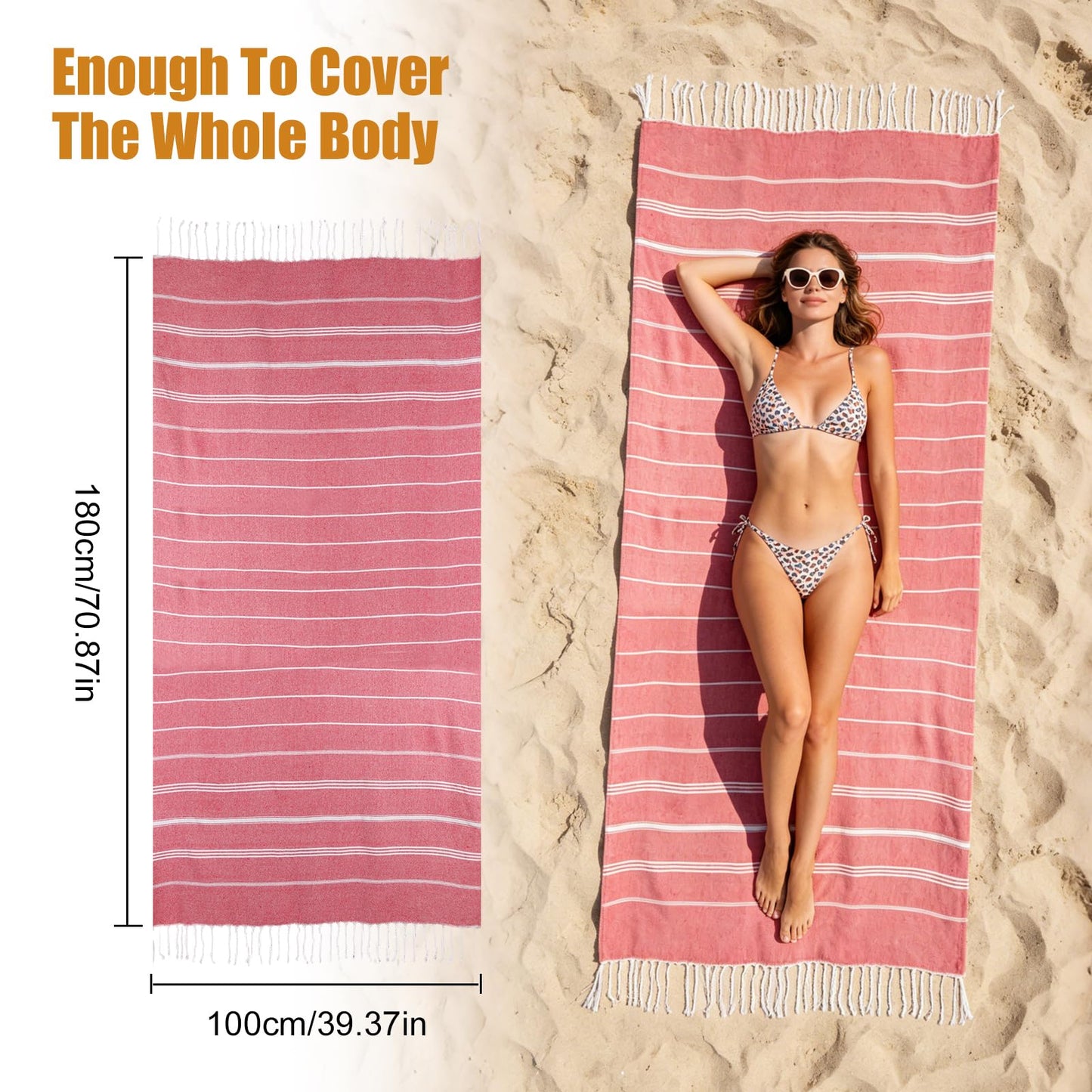 Beach Towels Extra Large, Swim Towel Adults Kids Quick Dry & Sand Free & Lightweight, Red Swimming Towel for Dock Bay Pool Travel Holiday 180 x 100cm