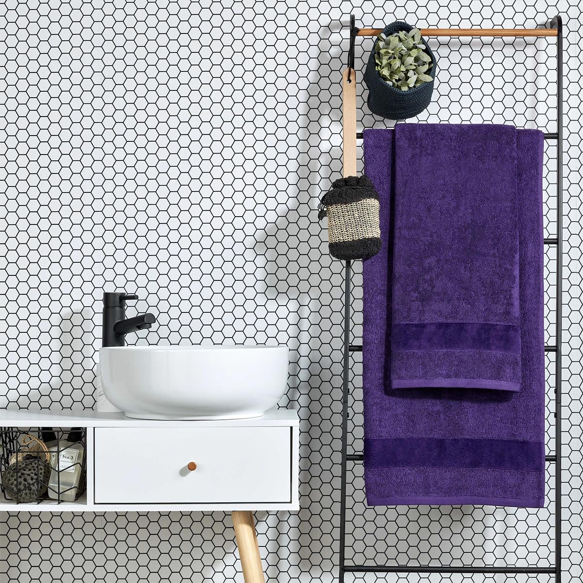 Christy Prism Bath Towel Set | 2 pieces | Vibrant Colours | 100% Turkish Cotton | Super Soft and Fluffy | Quick Dry | Crushed Grape Purple