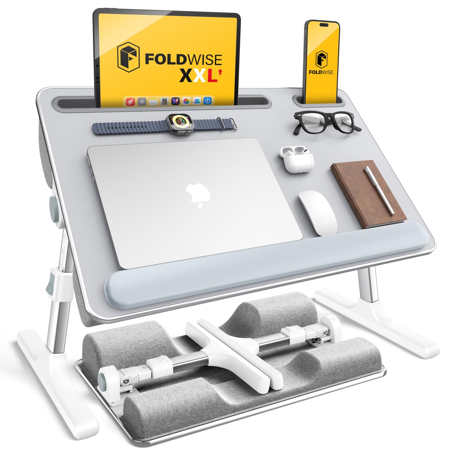 FoldWise 2-in-1 Bed Table & Lap Desk - Soft Cushions, Foldable Laptop Tray