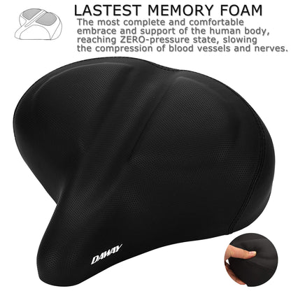DAWAY C40 Ultra-Comfortable Oversized Bike Seat - Memory Foam Padded, Extra Wide Soft Bicycle Saddle for Men Women Seniors - Fit for Peloton, Cruiser,