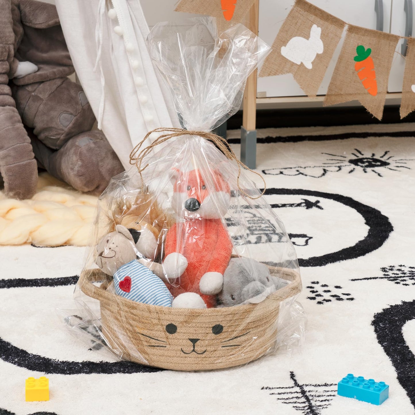 TIMEYARD Small Woven Rope Storage Basket Nursery Toy Basket Jute