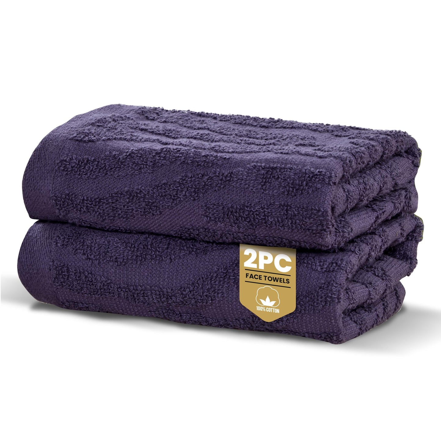 Rapport Home Safari Face Towels 2-Pack | Luxurious 100% Cotton 500gsm Soft Absorbent Face Cloths | Oeko-Tex Certified Bathroom Hand Towels | Damson