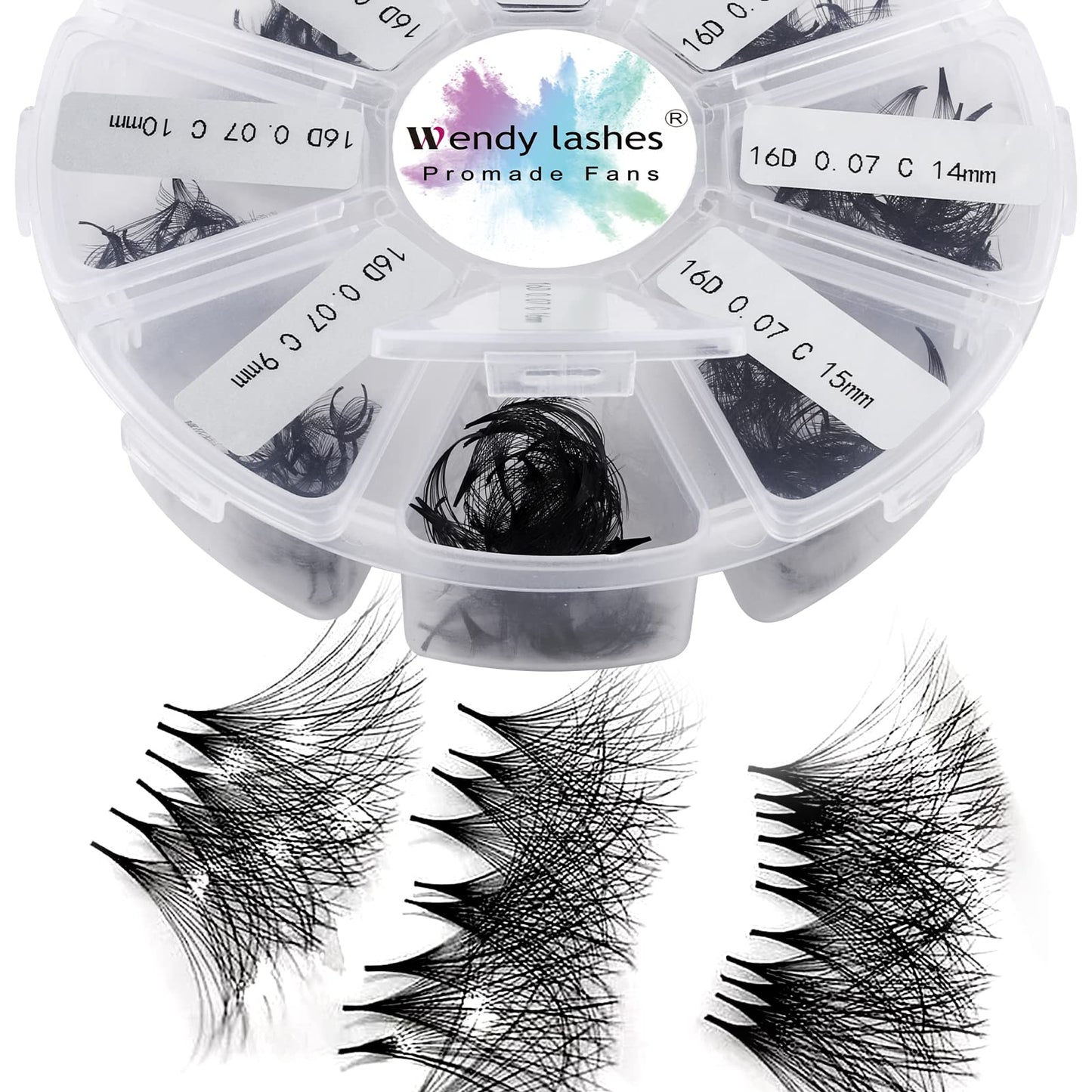 Pre Made Fan Eyelash Extensions 16D 0.07mm D Curl 500 Fans 9-16mm Mixed Tray Premium Premade Fans Volume Russian Lash Extensions Handmade Promade