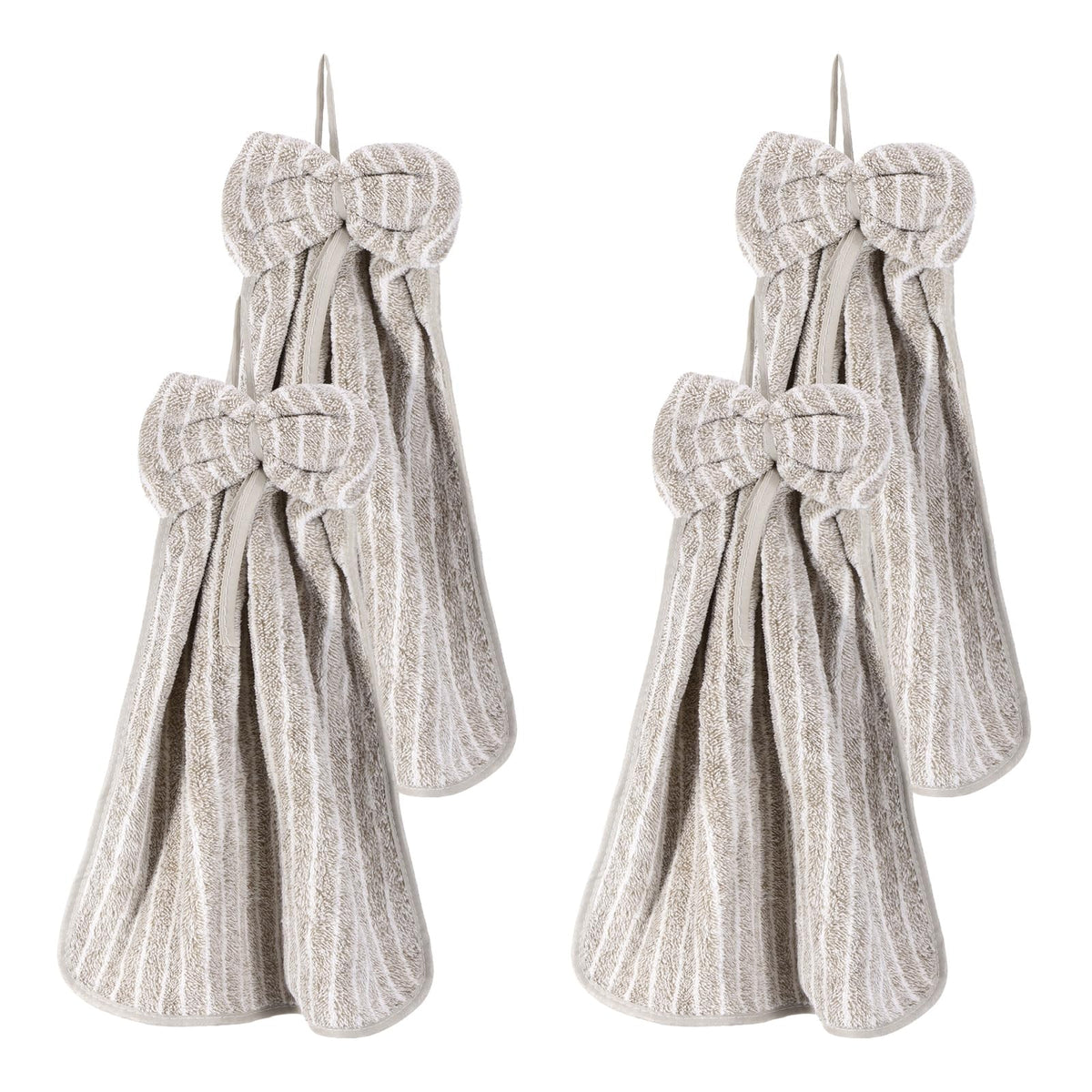 sourcing map 4Pcs Bow Hand Towels with Hanging Loop, 14.2" x 11.8" Soft Coral Fleece Microfiber Bowknot Hanging Hand Dry Towels Quick Dry and